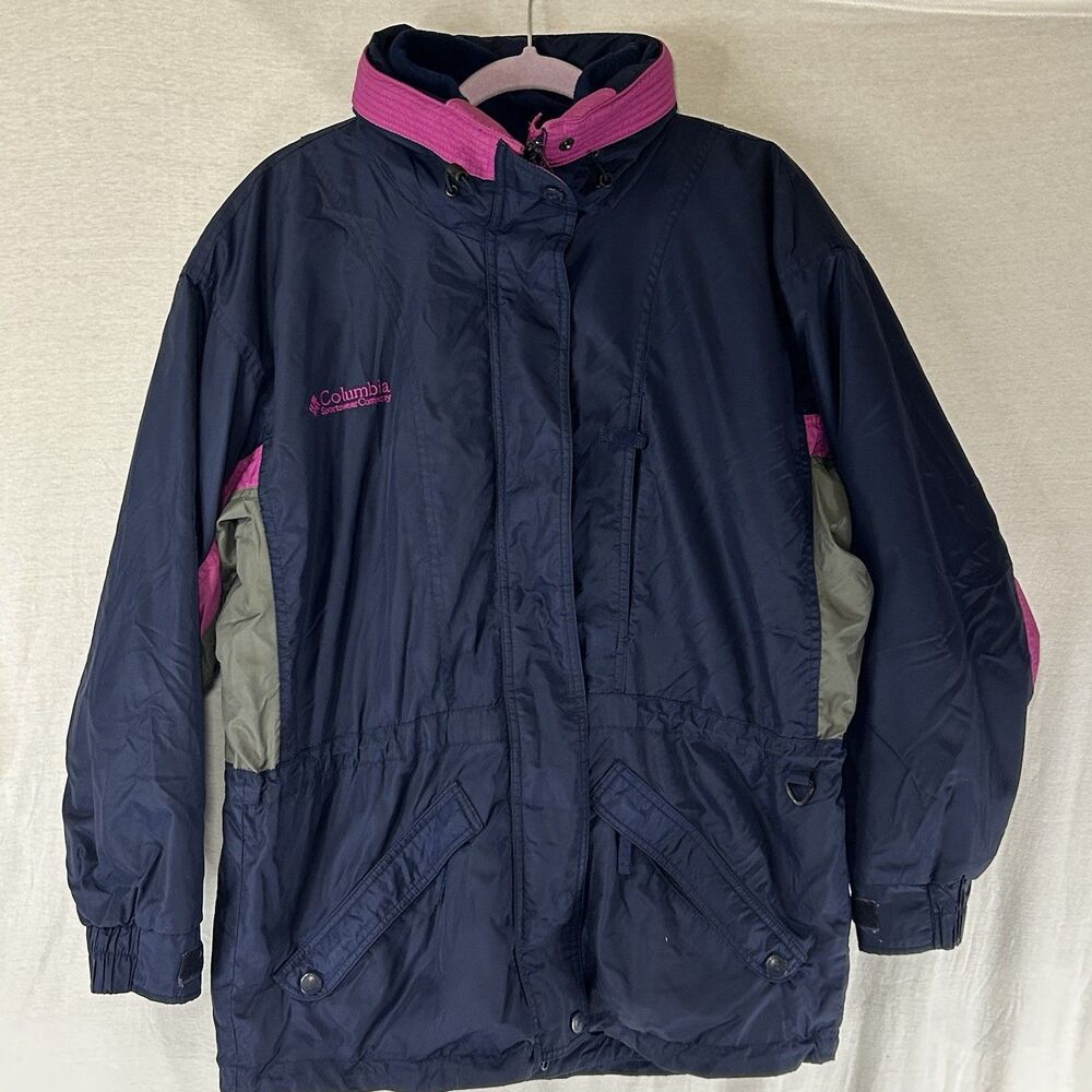 Columbia Women's Medium Long's Peak Blue Pink 3 In 1 Ski Winter Coat Jacket